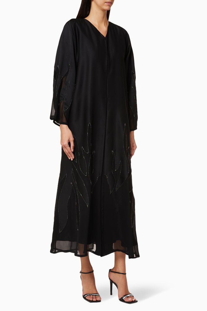 

Crystal Embellished Georgette Abaya, Black