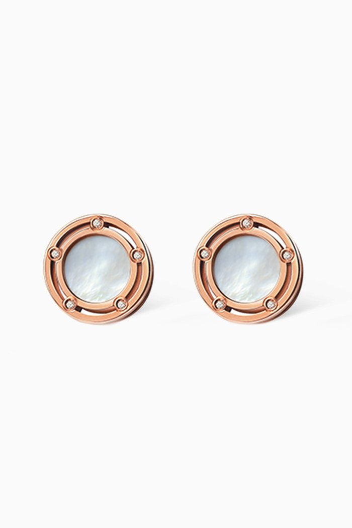 

D.Side Diamond Earrings with Mother of Pearl in 18kt Rose Gold, White