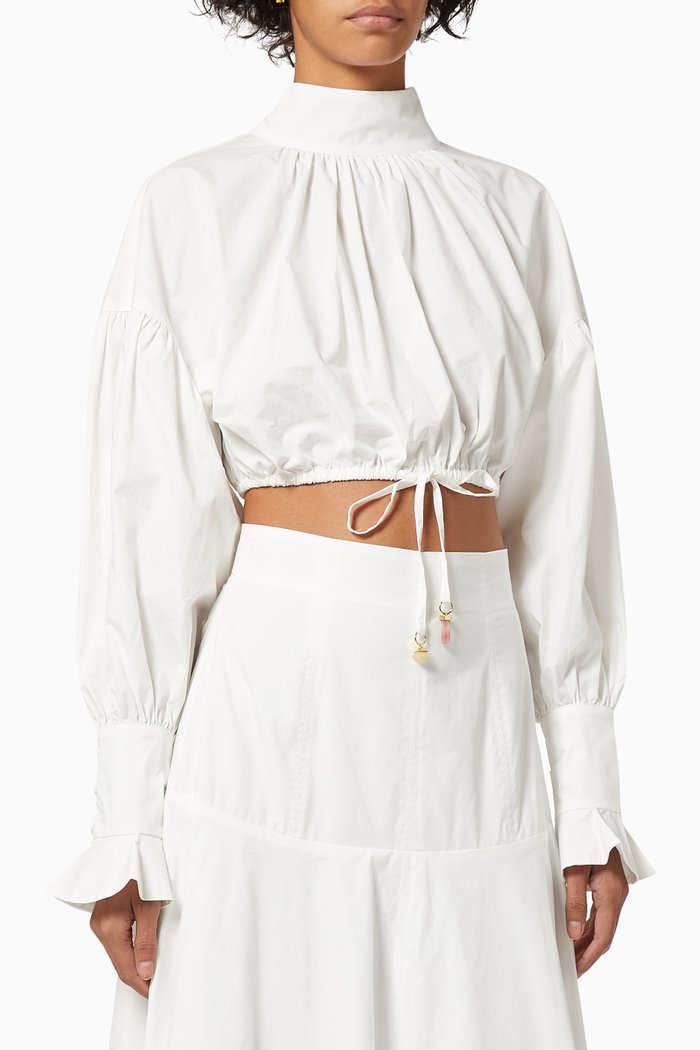 

Porto Balloon Sleeves Top, White