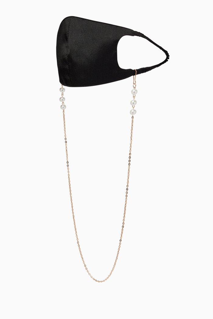 Pearl Chain Face Mask, Black