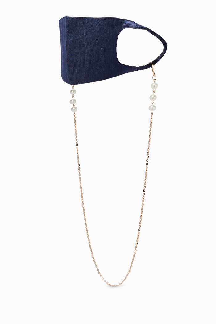 

Pearl Chain Face Mask, Blue