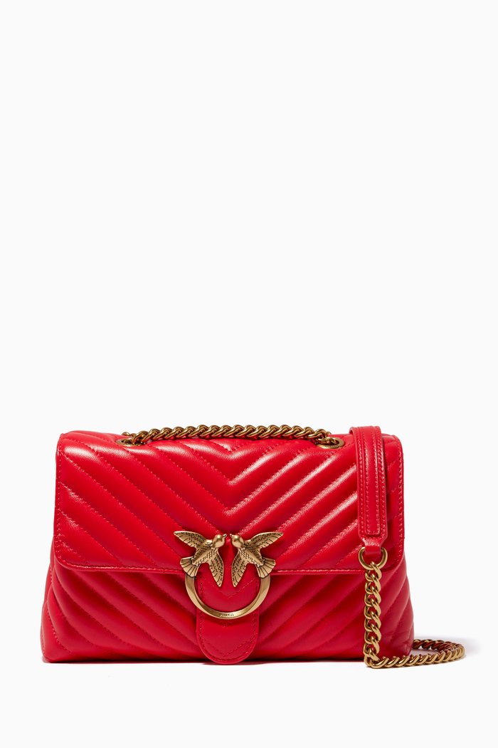

Love Quilted Shoulder Bag in Leather, Red