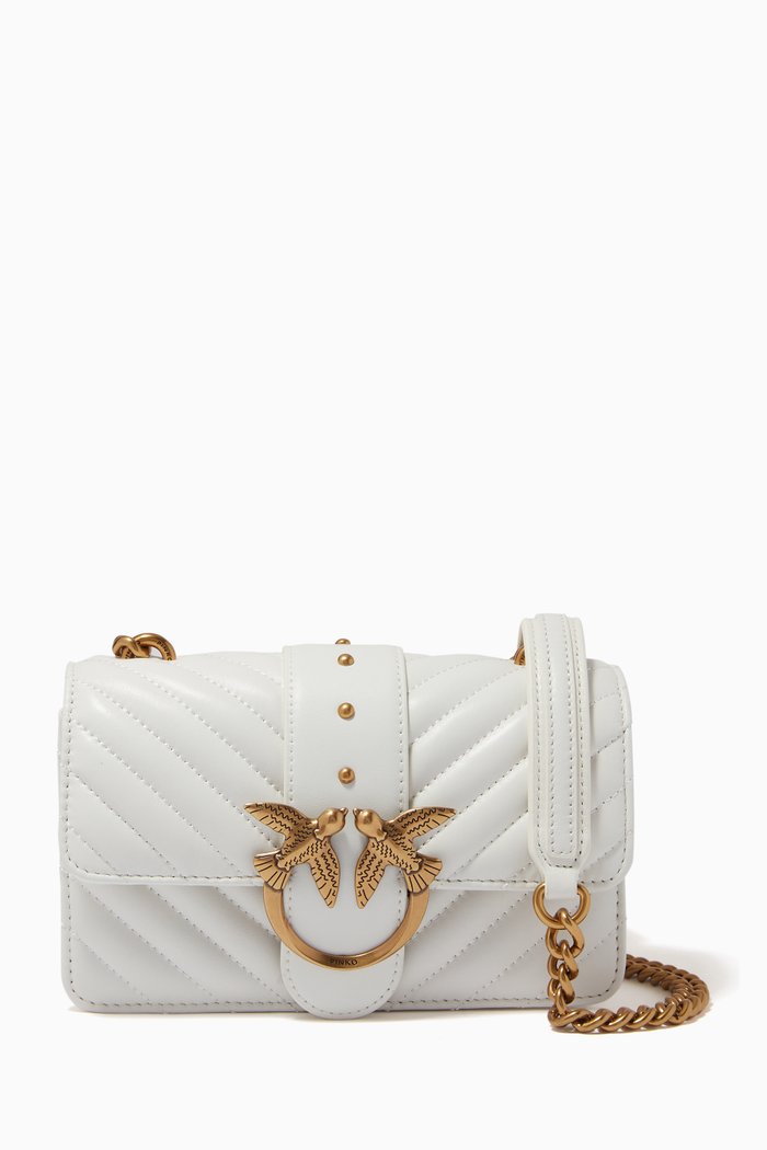 

Mini Love Icon V Quilt 1 Bag in Leather, White