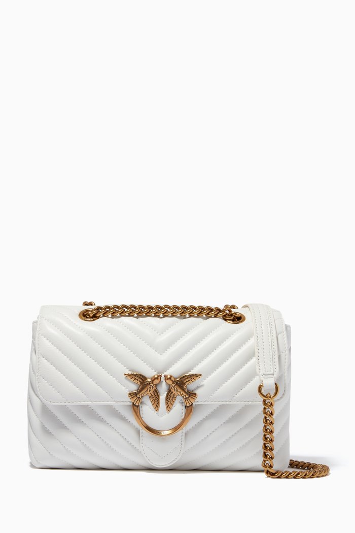 

Love Quilted Shoulder Bag in Leather, White