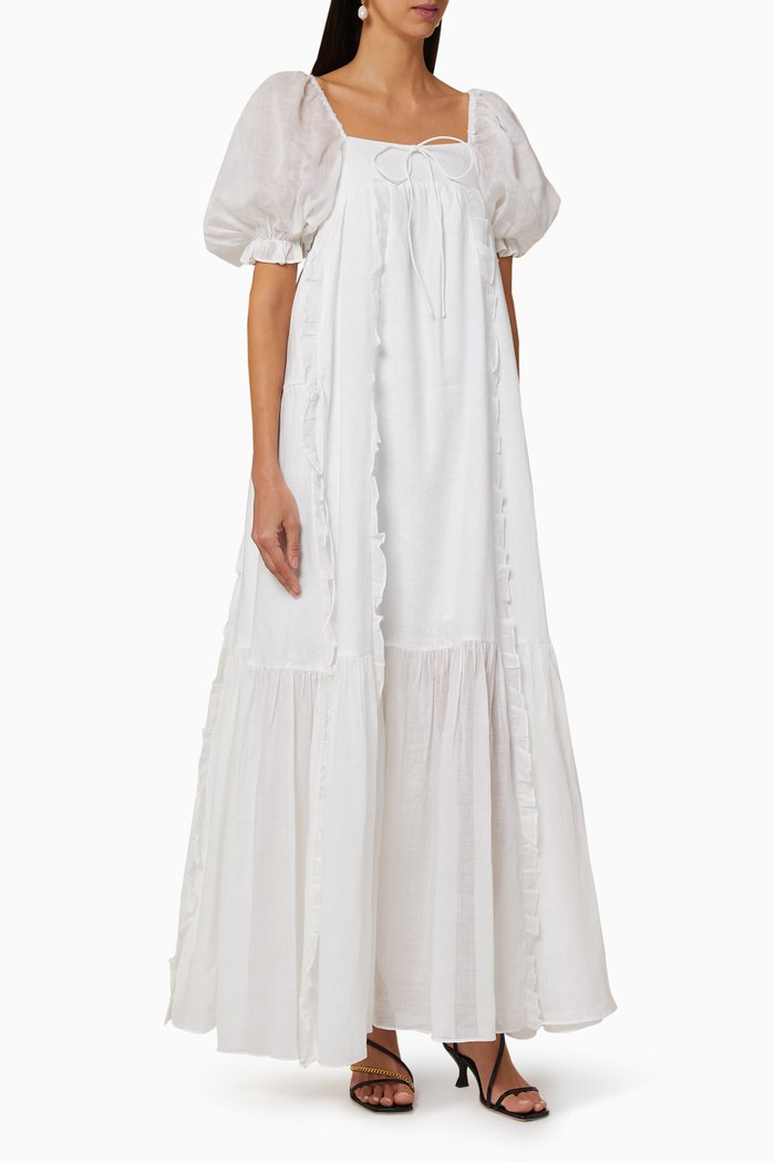 Estelle Linen Ramie Maxi Dress, White