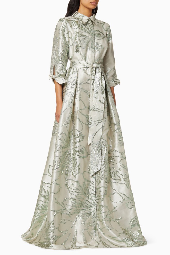 

Abstract Jacquard Shirt Gown, Silver