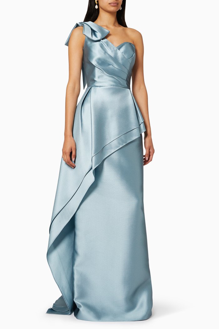 

Bow Satin Gown, Blue