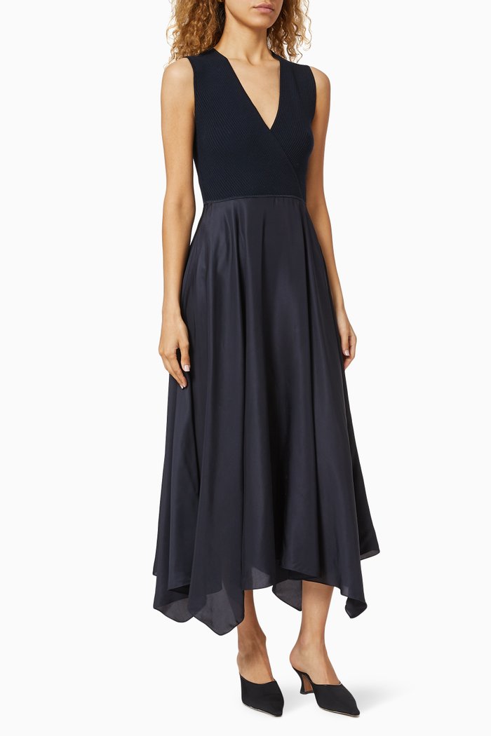 

Draped Dress in Combo Viscose Knit, Blue