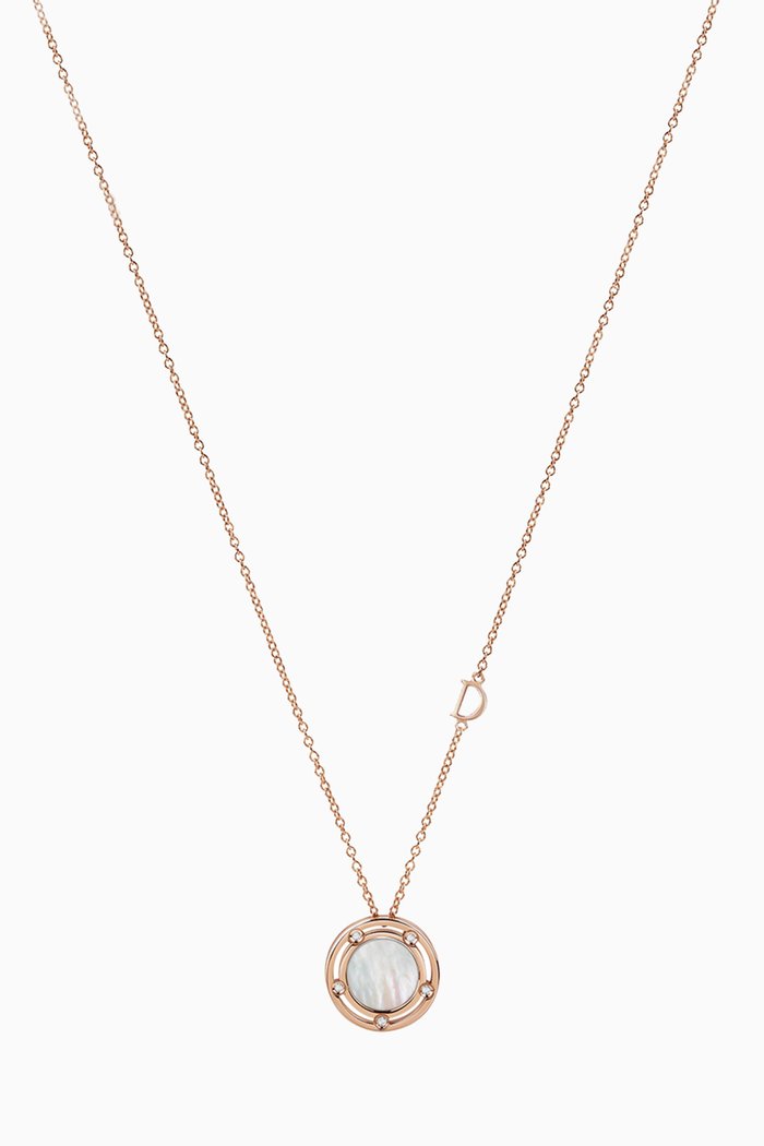 

D.Side Diamond Necklace with Mother of Pearl in 18kt Rose Gold, White