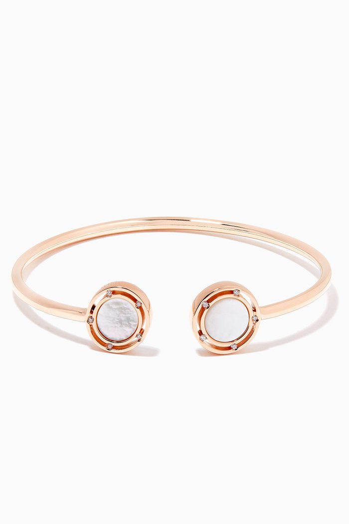 

D.Side Diamond Bracelet with Mother of Pearl in 18kt Rose Gold, White