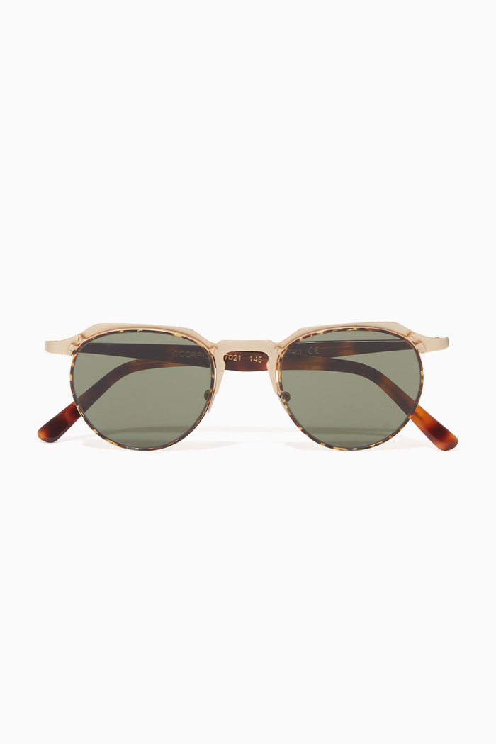 

Scorpio Round Sunglasses in Metal and Acetate, Brown