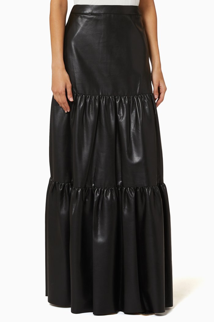 

Sfavillante Faux-Leather Skirt, Black