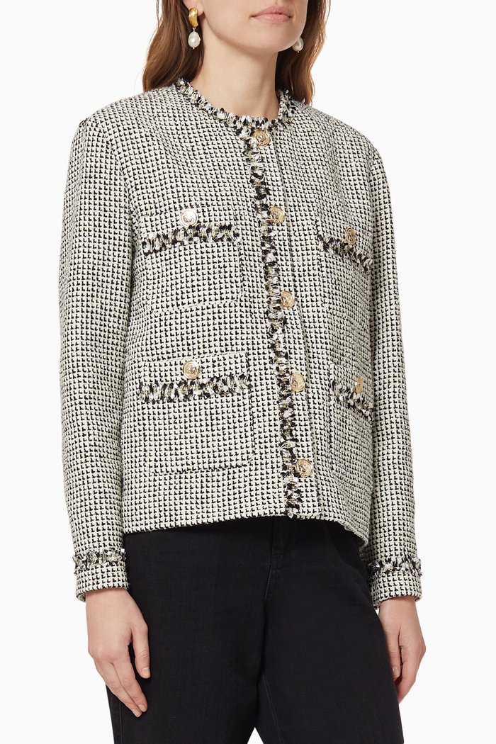 

Mite Patterned Tweed Jacket, White