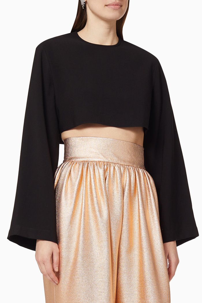 

Wide Sleeve Crop Top, Black