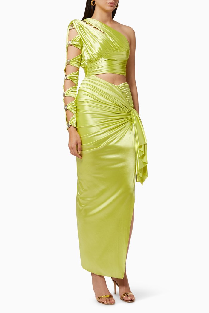 

Draped Cut Out Dress, Yellow
