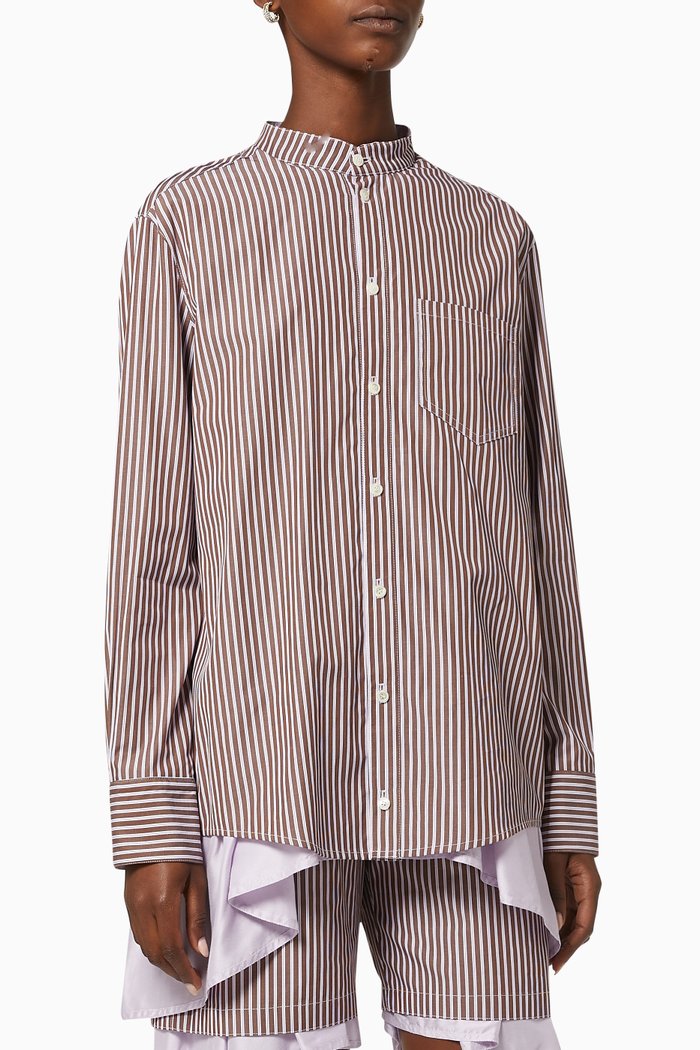 

Reversible Popeline Melting Shirt, Brown
