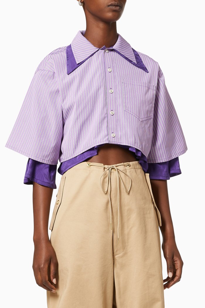 

Reversible Two Layers Melting Cropped Shirt, Purple