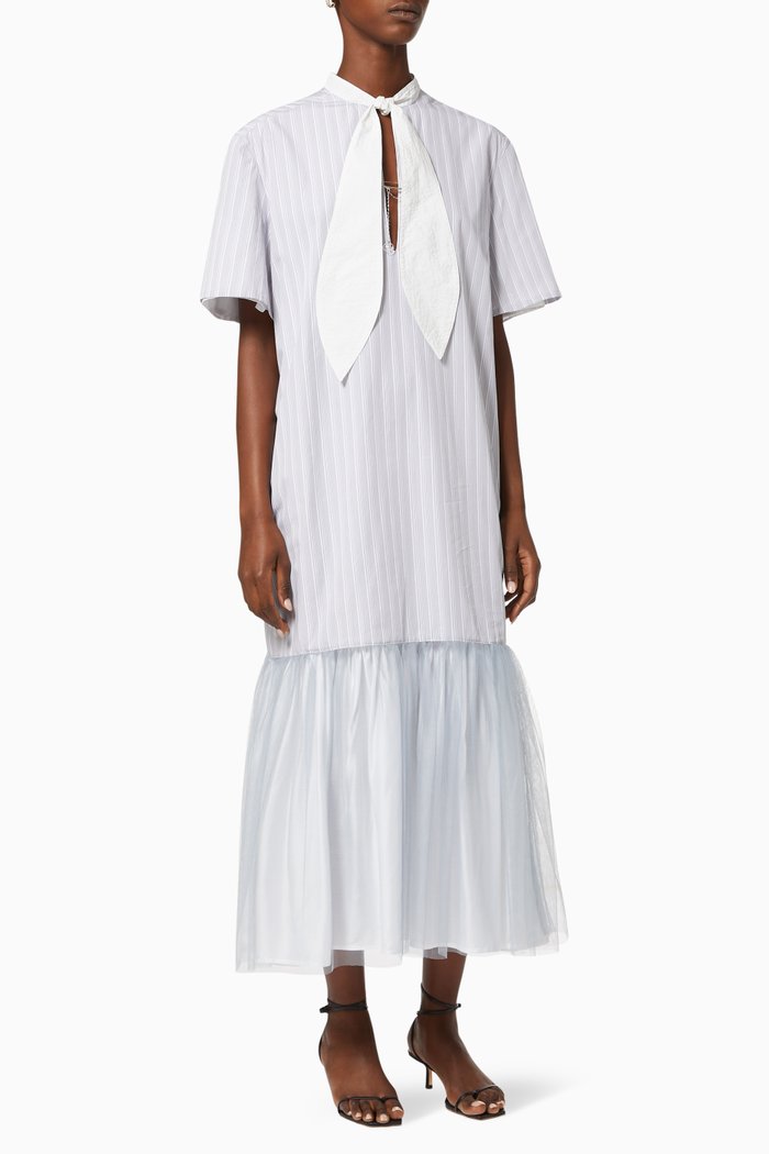 

Reversible Embellished Tie Collar Maxi Dress, Grey