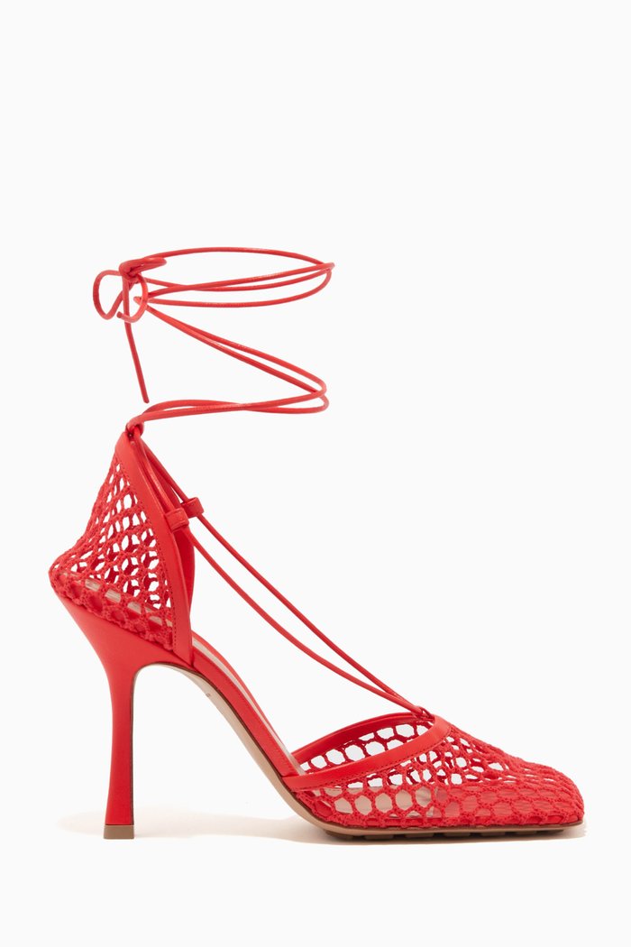 

Stretch Sandals in Mesh & Nappa, Red