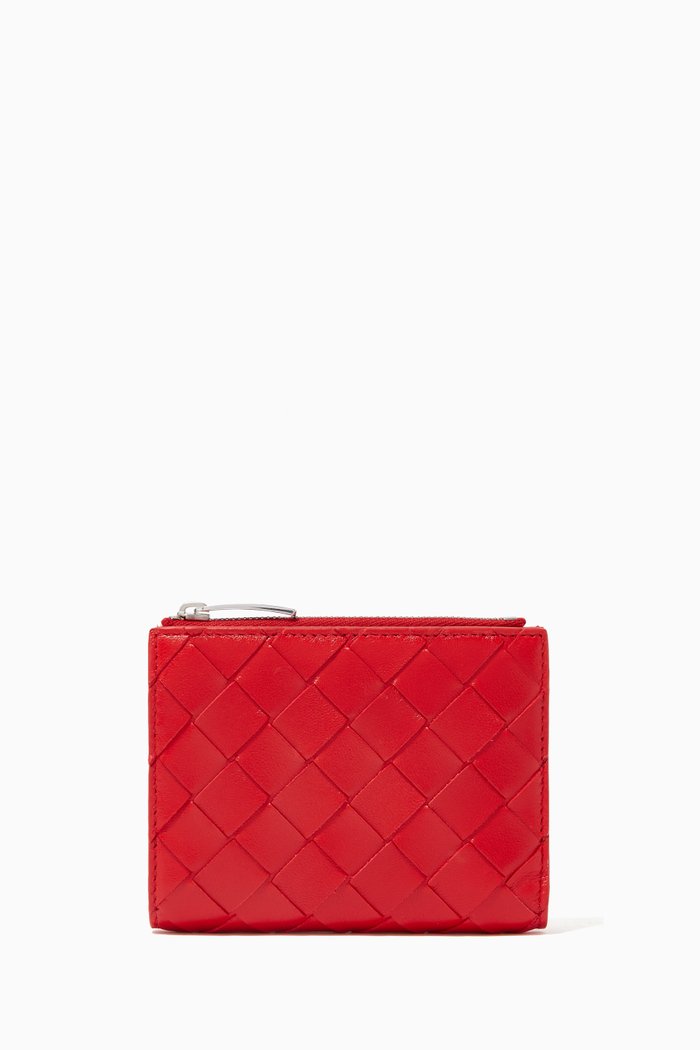 

Mini Bi-fold Wallet in Intrecciato Nappa, Red