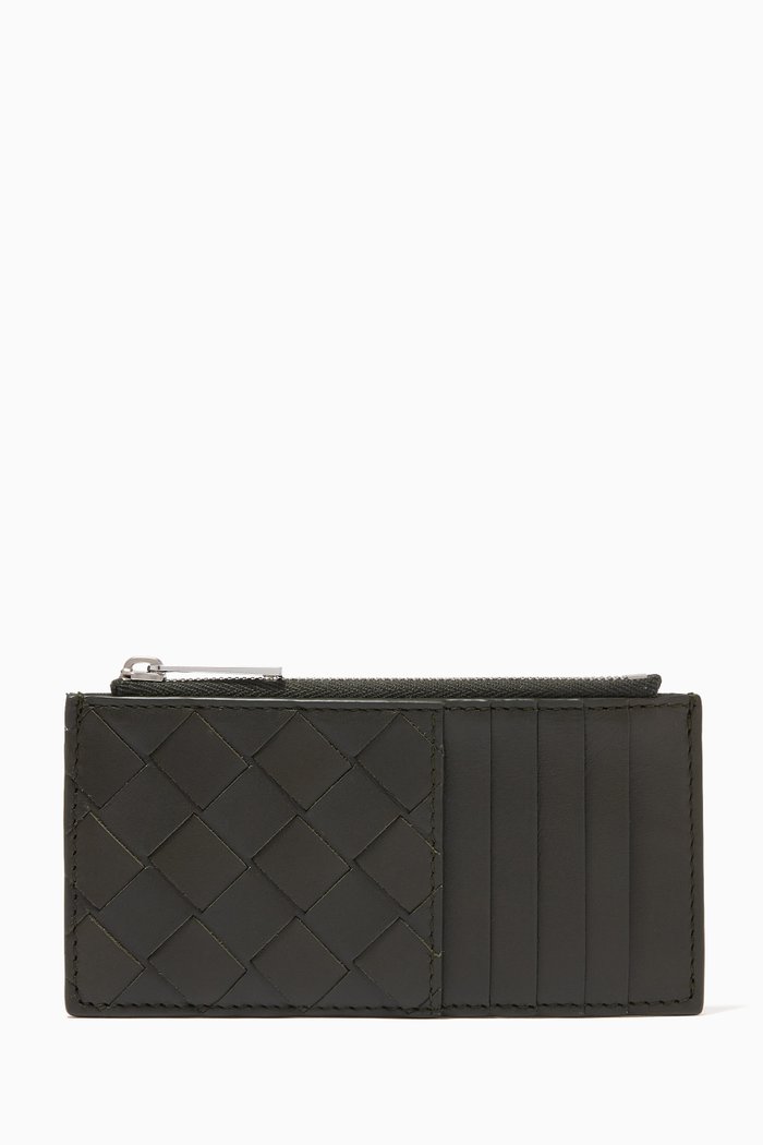 

Card Case in Intrecciato Calfskin, Green