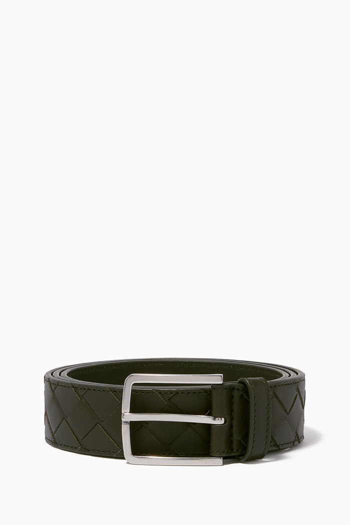 

Belt in Intrecciato Calfskin, 35mm, Green