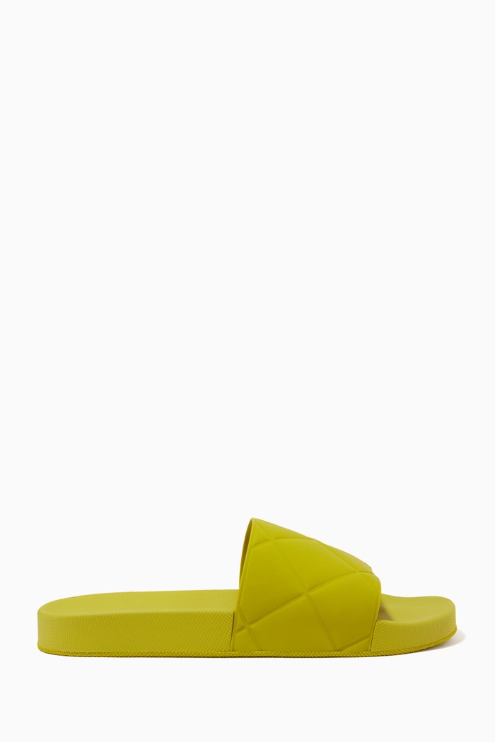 

Slide Sandals in Quilted Rubber, Green