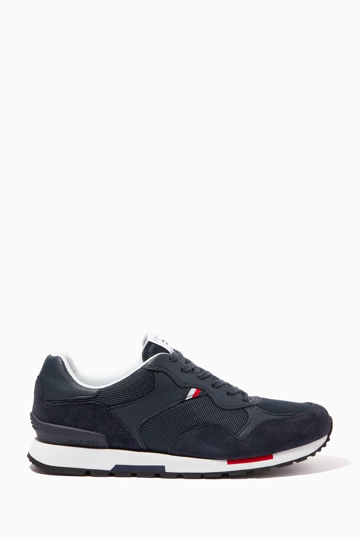 

Retro Runner Sneakers in Mixed Fabric, Blue