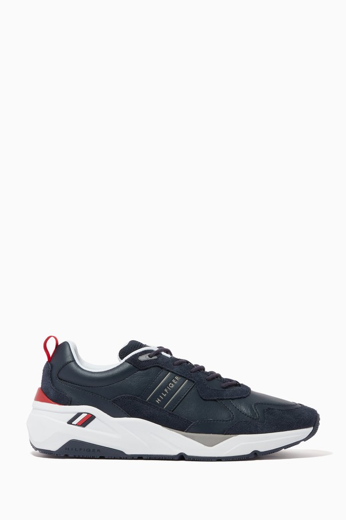 

Chunky Sole Running Sneakers in Recycled Polyester, Blue