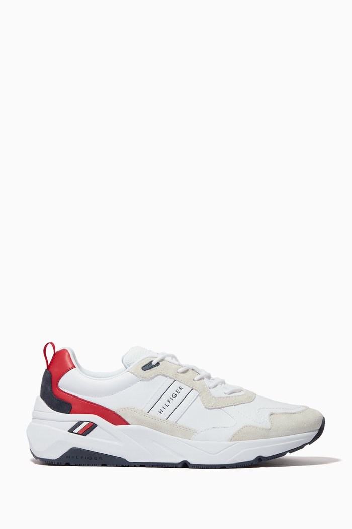 

Chunky Sole Running Sneakers in Recycled Polyester, White