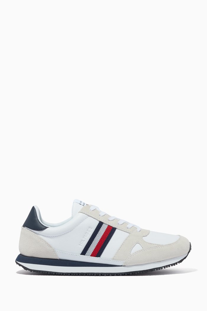 

Runner Lo Stripes Sneakers in Leather, White