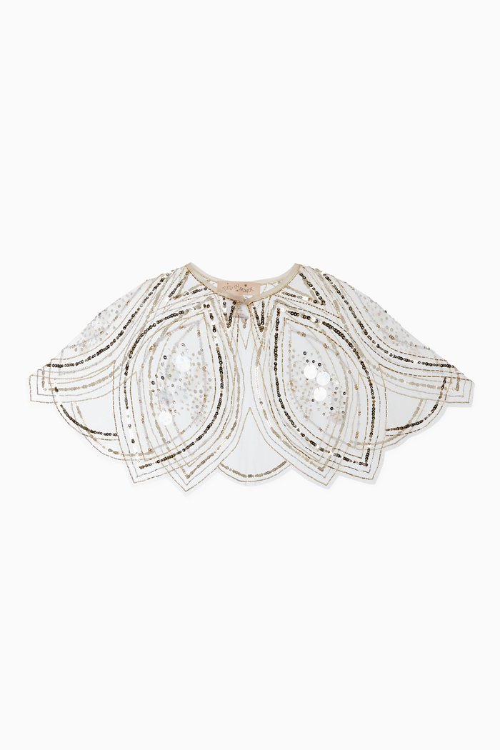 

Monte Carlo Embellished Tulle Cape, Neutral