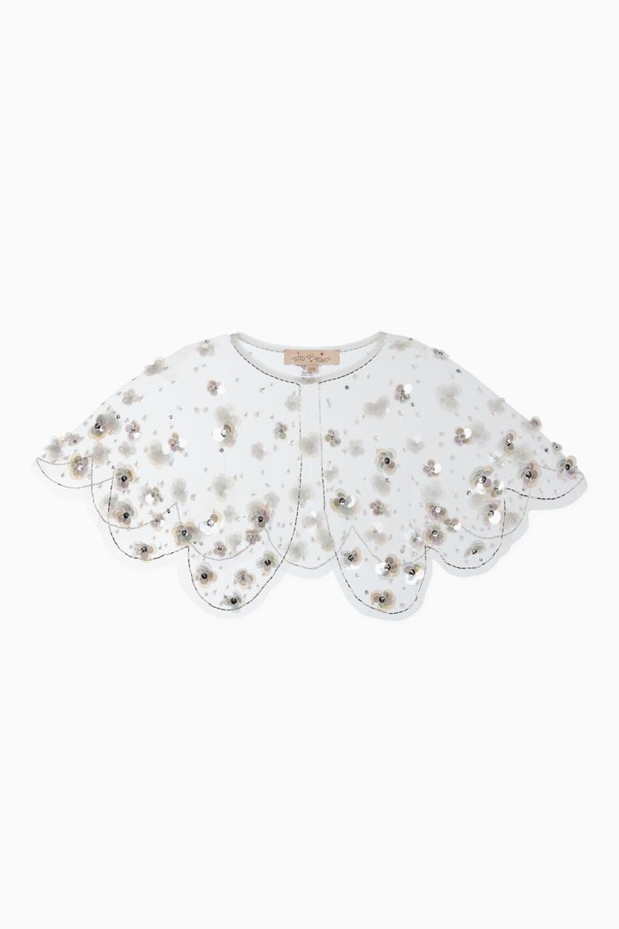 

Mykonos Embellished Tulle Cape, Neutral
