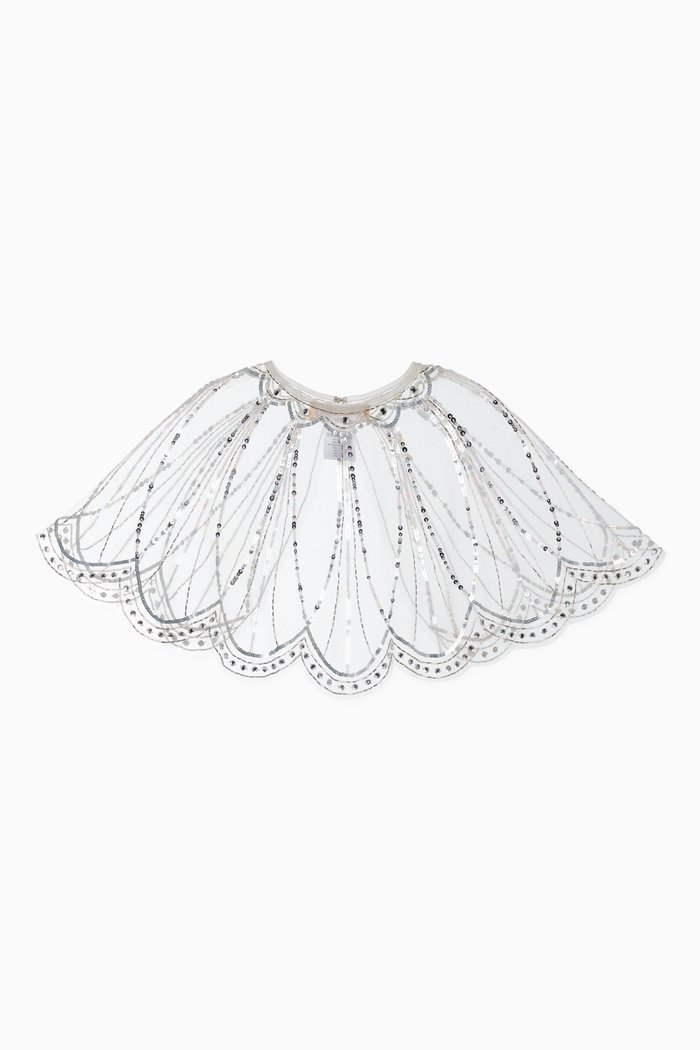 

Cape Town Embellished Tulle Cape, Silver