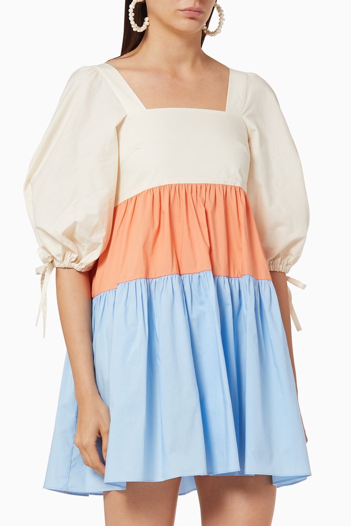 Martha Colour-Block Cotton Dress, Multicolour