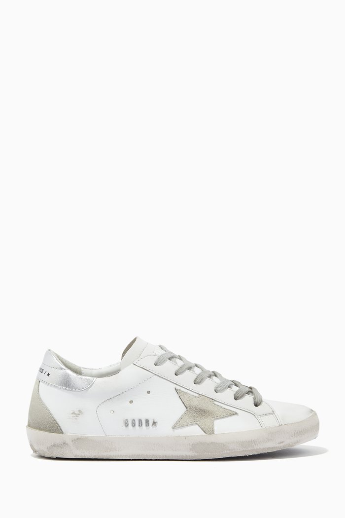 

Super-Star Sneakers with Suede Star in Leather, White
