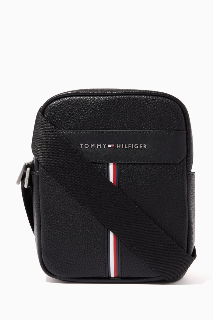 

Downtown Mini Reporter Bag in Faux Leather, Black