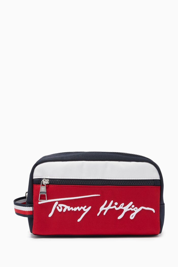 

Colour Block Wash Bag with Logo, Blue
