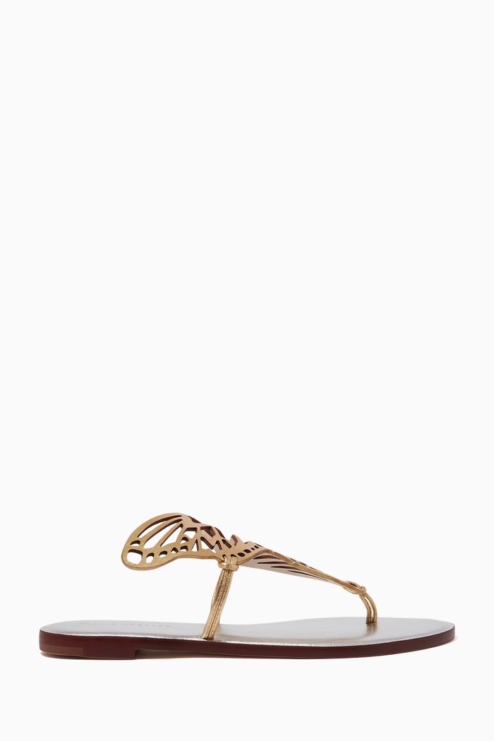 

Talulah Flat Sandals in Metallic Nappa, Gold