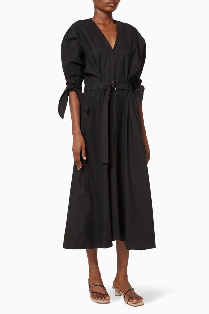 

Belted Dress in Cotton, Black