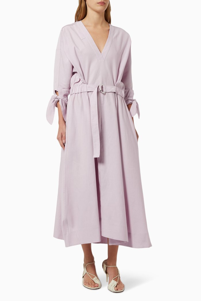 

Belted Dress in Cotton, Purple