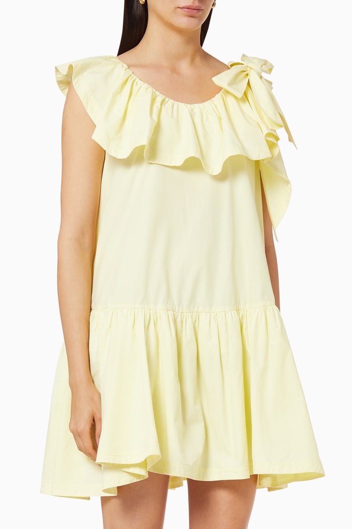 

Ruffled Poplin Dress, Yellow