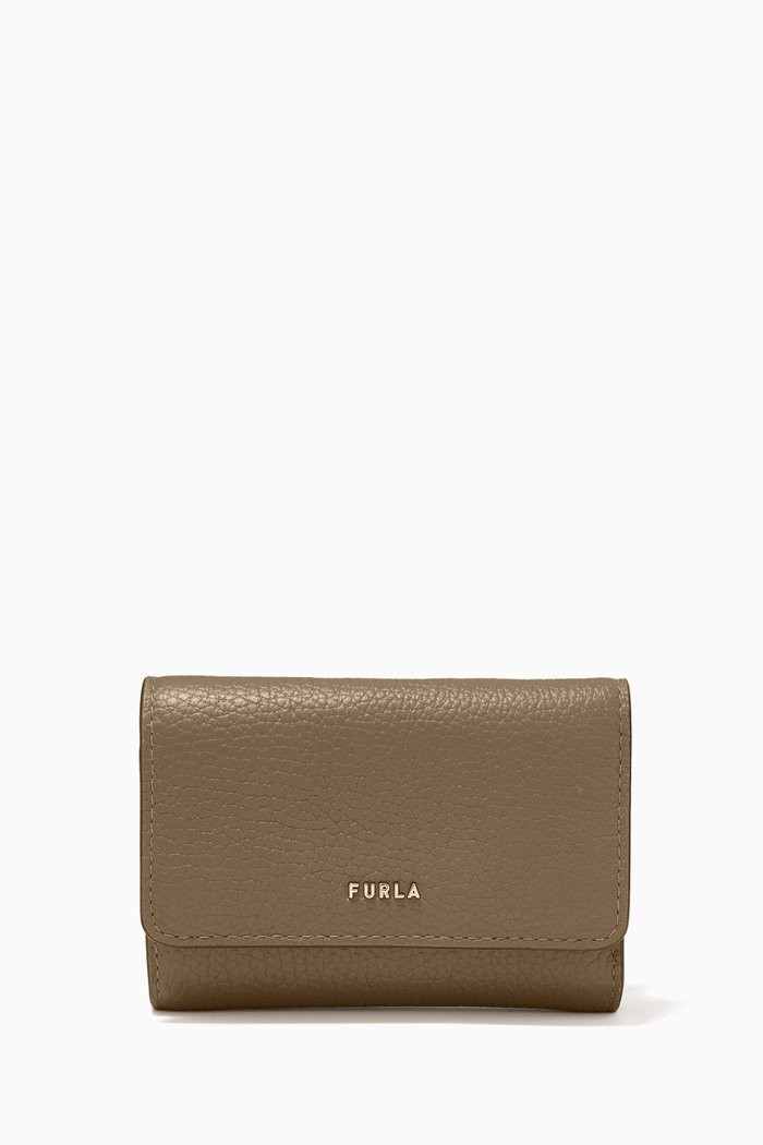 

Babylon Tri-fold Wallet in Saffiano Leather, Neutral