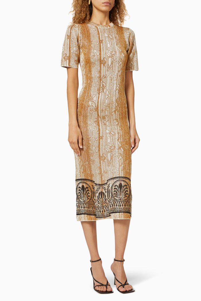 

Midi Dress in Lurex Jacquard, Gold