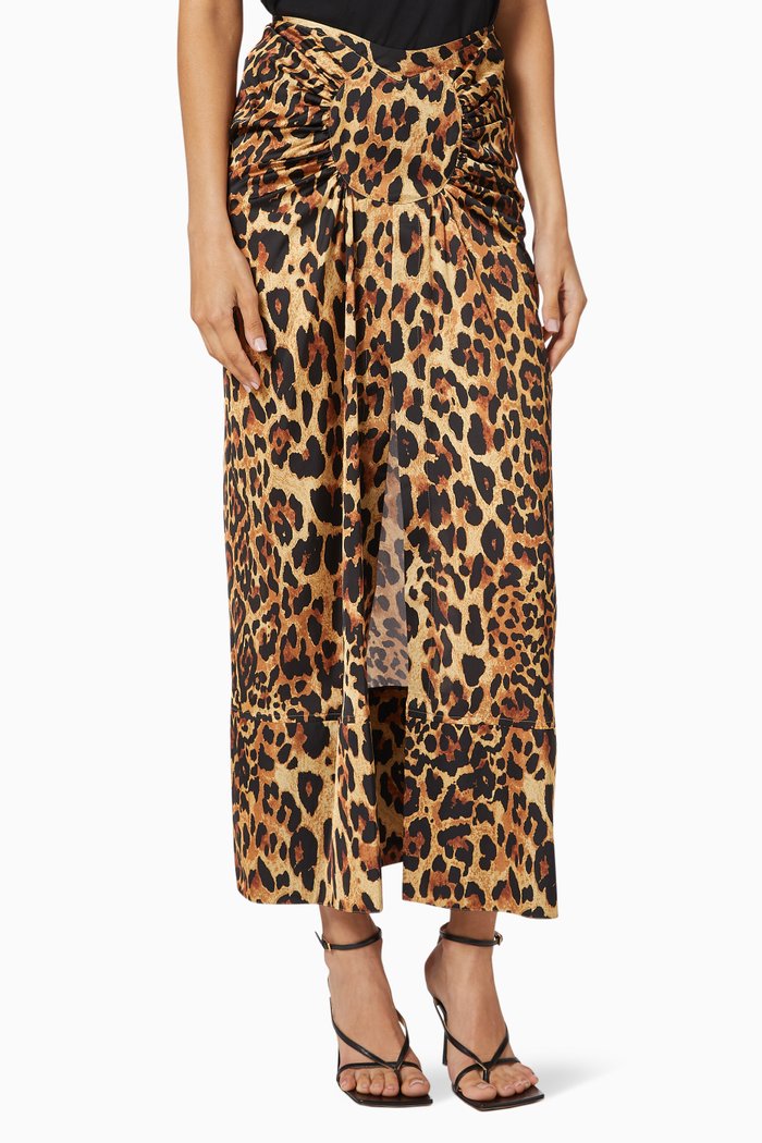 

Draped Skirt in Printed Jersey, Brown