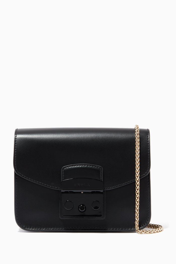 

Mini Metropolis Crossbody Bag in Leather, Black