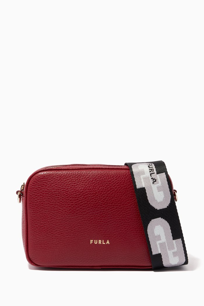 

Mini Real Camera Bag in Leather, Red