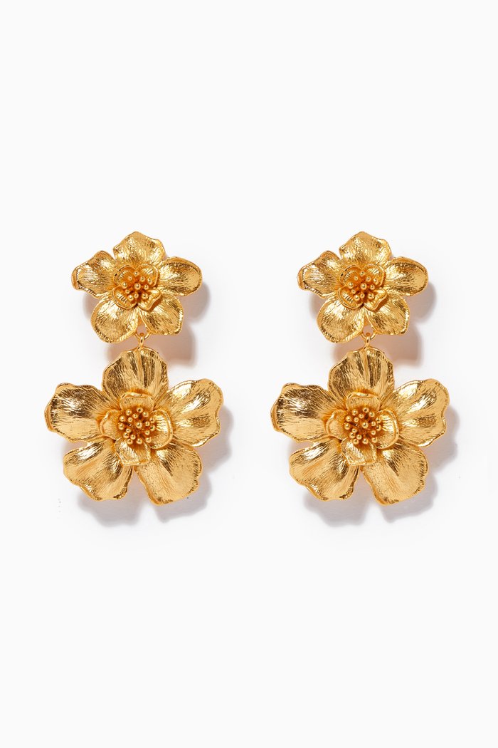 Blossom Bloom Pendant Earrings in 24kt Gold Plating