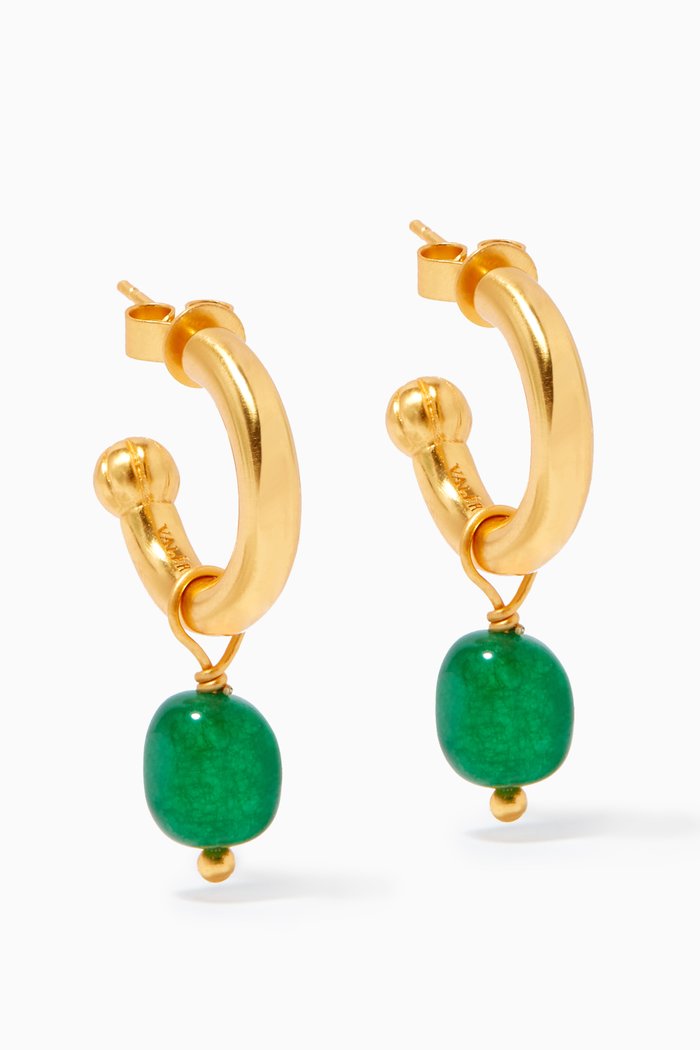 

Lani Bloom Hoop Earrings in 24kt Gold Plating, Green