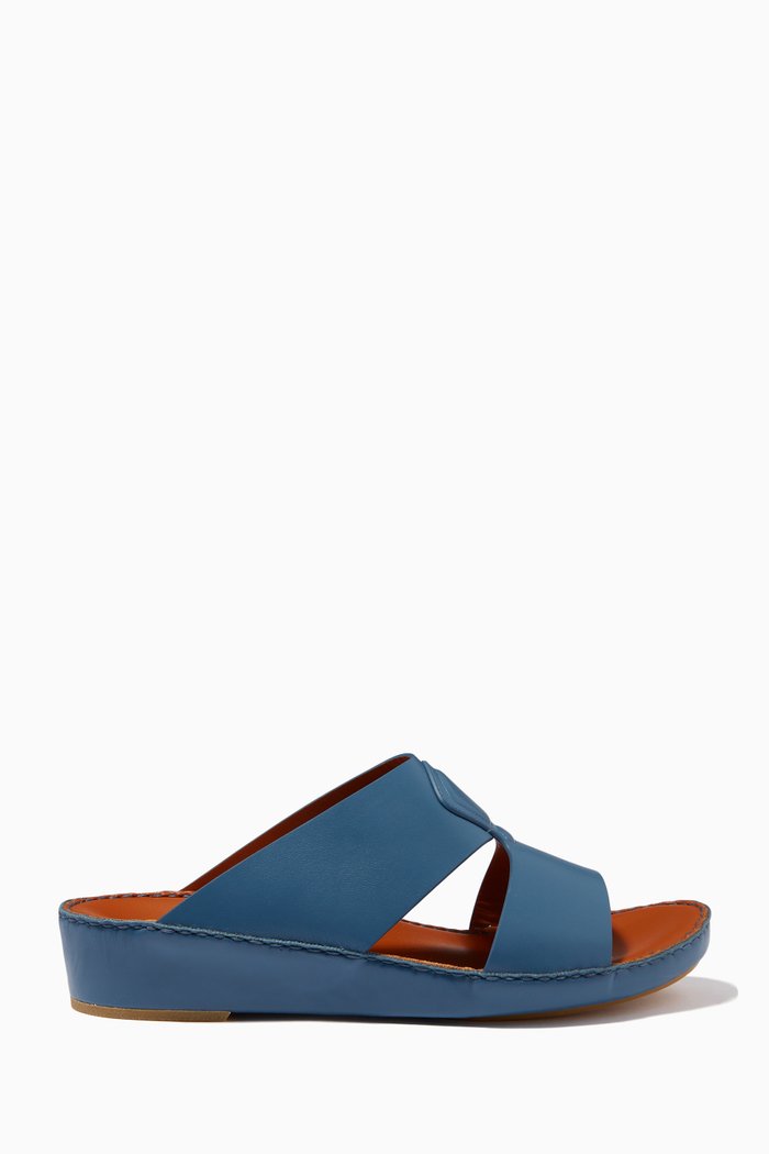 Peninsula Cuscino Sandals in Softcalf, Blue